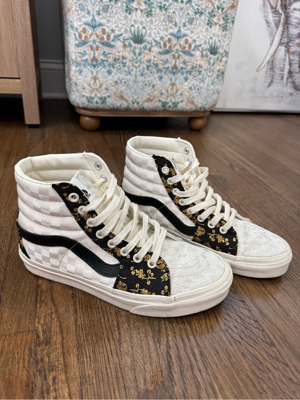 Vans Sk8 Hi Brocade Patchwork Floral Silk High Top Sneakers Womens 7.5